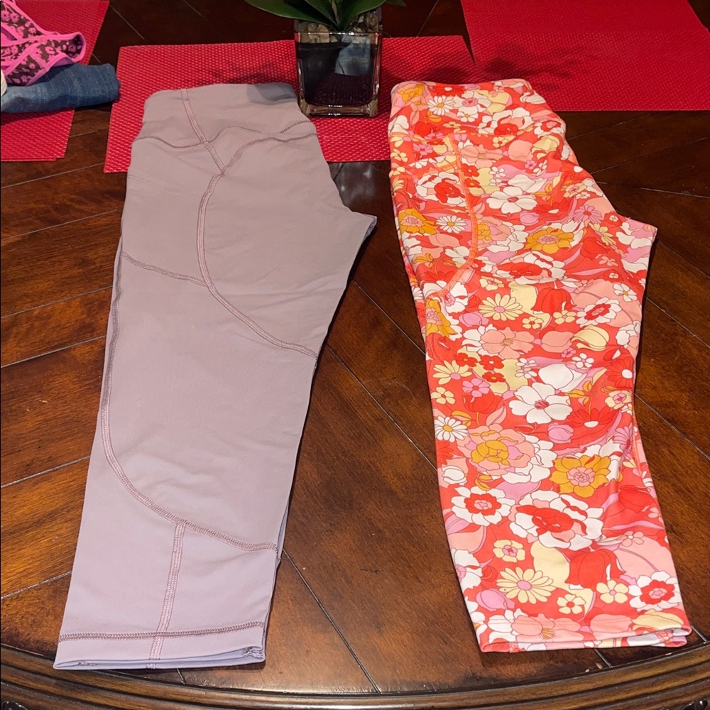 Vibrant Floral and Solid Gray Kids Leggings